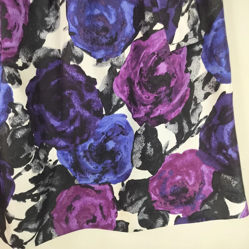 Michael Kors Floral Silk Skirt w Pockets 10 Womens Pleated Dark Moody Flower